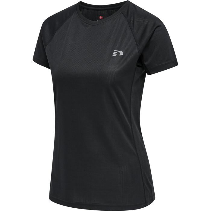 WOMEN CORE RUNNING T-SHIRT S/S, BLACK WOMEN CORE RUNNING T-SHIRT S/S, BLACK, packshot