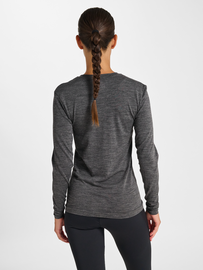 nwlTHERMA WOOL BLEND T-SHIRT L/S W, BLACK, model