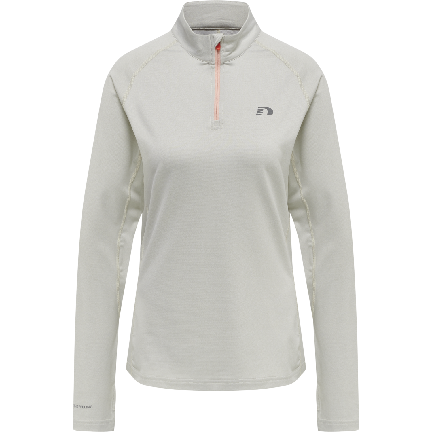 WOMEN 1/2 ZIP L/S, OYSTER MUSHROOM MELANGE, packshot