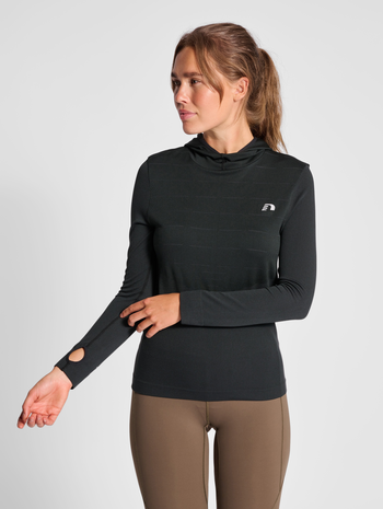 nwlCAMBRIGDE SEAMLESS HOODIE WOMEN, BLACK, model