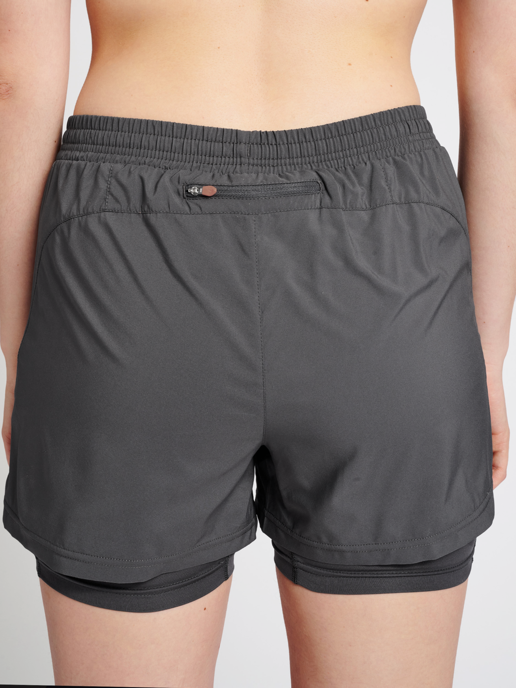 WOMEN 2-IN-1 RUNNING SHORTS, FORGED IRON, model