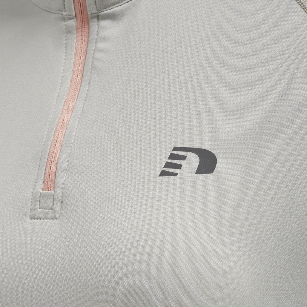 WOMEN 1/2 ZIP L/S, OYSTER MUSHROOM MELANGE, packshot