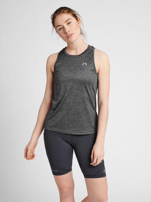 WOMEN RUNNING SINGLET, FORGED IRON MELANGE, model