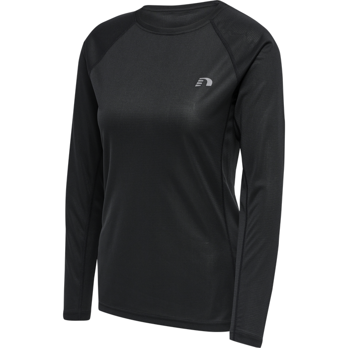WOMEN CORE RUNNING T-SHIRT L/S, BLACK WOMEN CORE RUNNING T-SHIRT L/S, BLACK, packshot