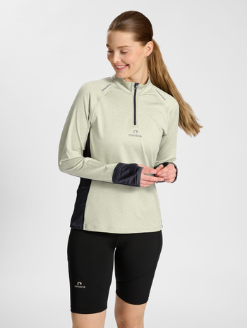 nwlMESA 1/2 ZIP L/S WOMAN, AGATE GREY MELANGE, model