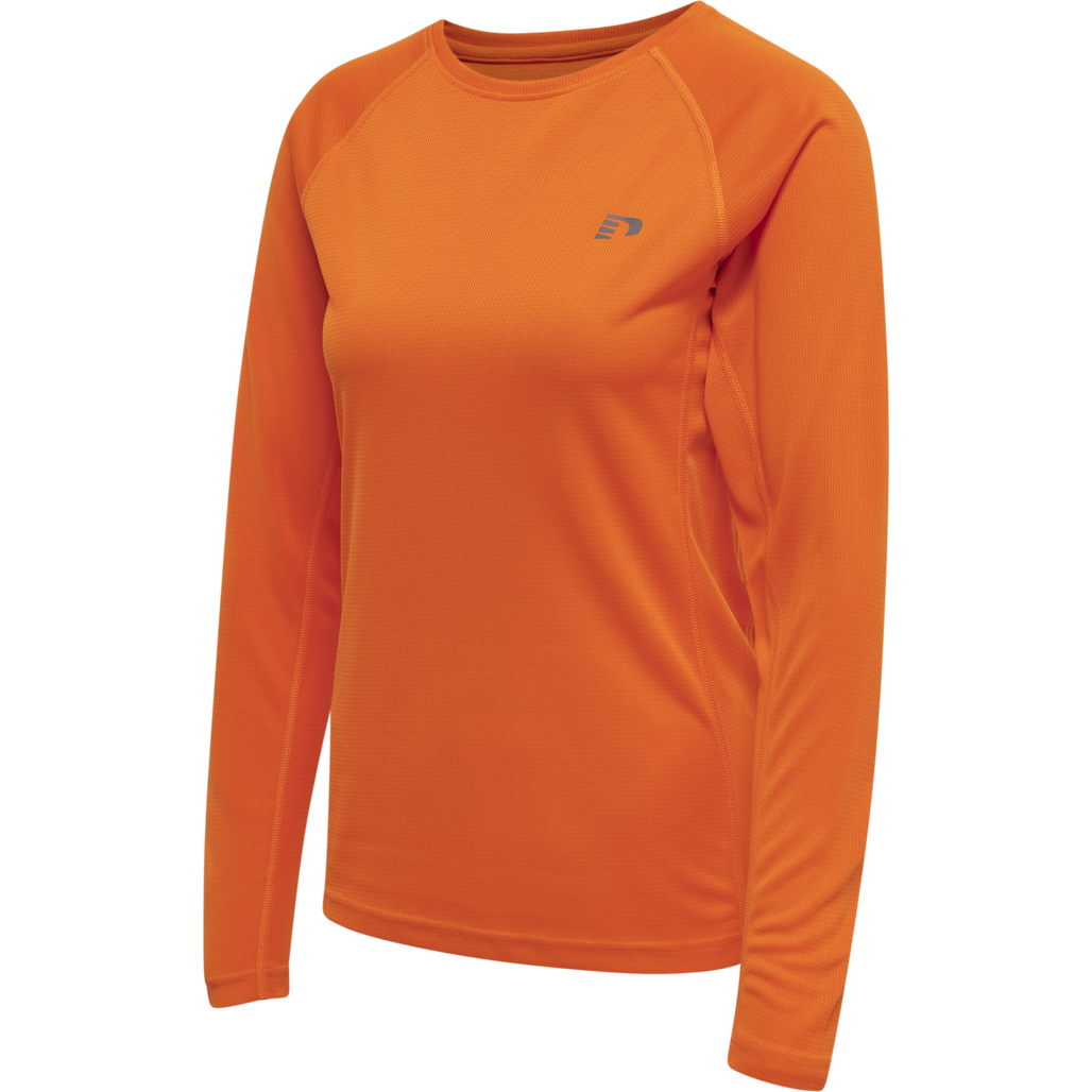 WOMEN CORE RUNNING T-SHIRT L/S, ORANGE TIGER, packshot