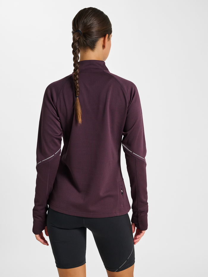 nwlPOWER HALF ZIP MIDLAYER W, PLUM PERFECT, model