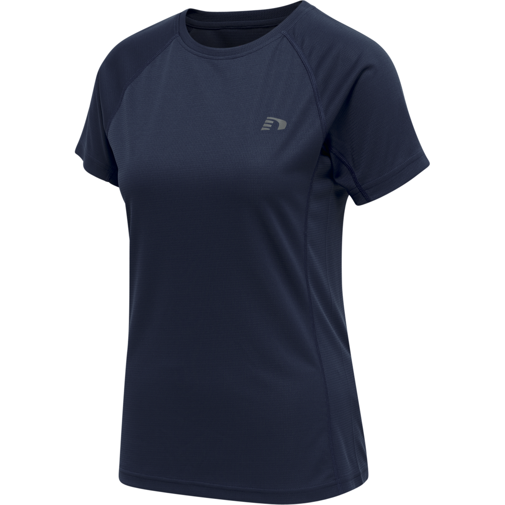 WOMEN CORE RUNNING T-SHIRT S/S, BLACK IRIS, packshot