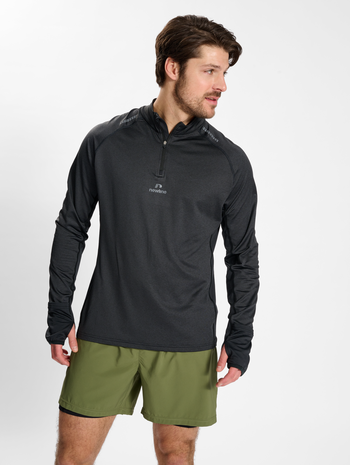 nwlMESA 1/2 ZIP L/S male, BLACK MELANGE, model